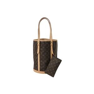 LOUIS VUITTON Monogram Bucket Handbag brown leather
